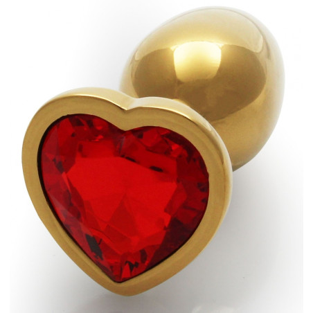 Bijou Anal HEART GEM S 6 x 2.6 cm en doré et en rouge