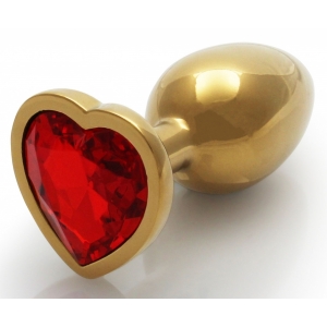 Bijou Anal HEART GEM S 6 x 2.6 cm en doré et en rouge