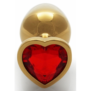 Bijou Anal HEART GEM S 6 x 2.6 cm en doré et en rouge