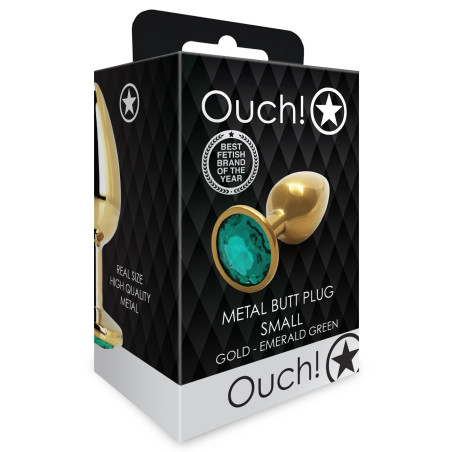Bijou anal ROUND GEM S de 6 x 2.6cm Couleur doré et vert