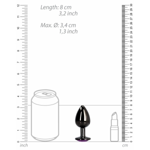 Plug Bijou anal HEART GEM M Noir-violet de 7 x 3.3 cm