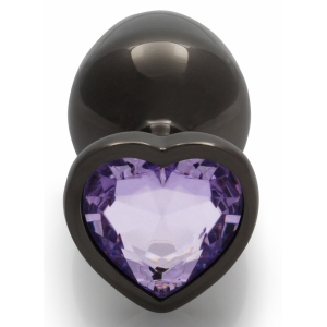 Plug Bijou anal HEART GEM M Noir-violet de 7 x 3.3 cm