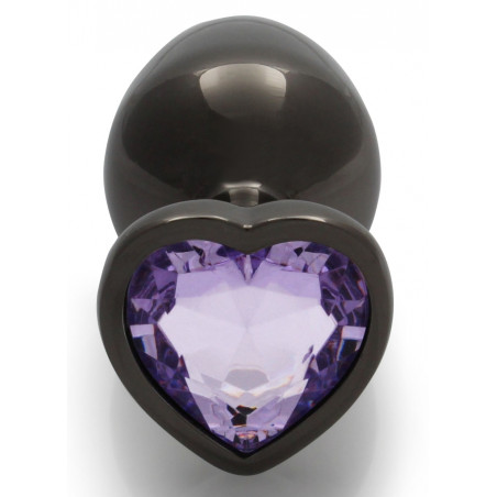 Plug Bijou anal HEART GEM M Noir-violet de 7 x 3.3 cm