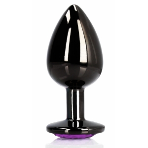 Plug Bijou anal HEART GEM M Noir-violet de 7 x 3.3 cm