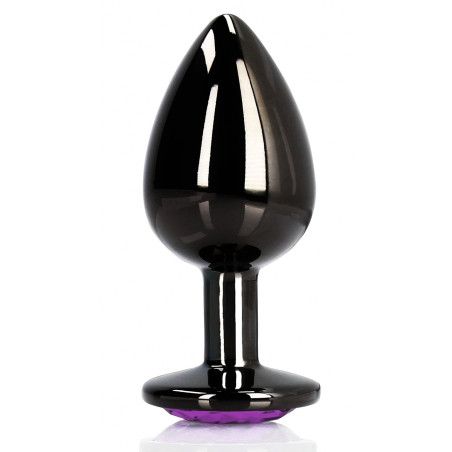 Plug Bijou anal HEART GEM M Noir-violet de 7 x 3.3 cm