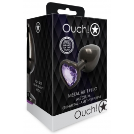 Plug Bijou anal HEART GEM M Noir-violet de 7 x 3.3 cm 2