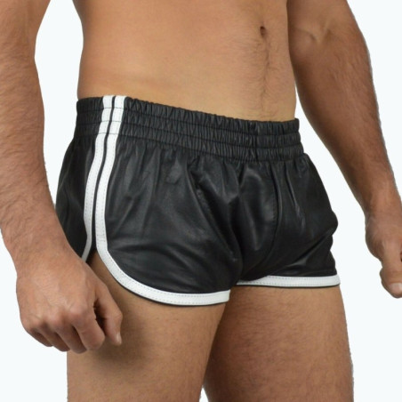 Short Imitation Cuir SPORTS LINE Noir-Blanc