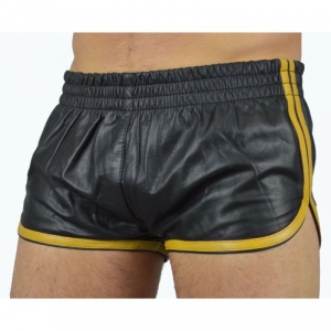 Short Imitation Cuir SPORTS LINE Noir-Jaune