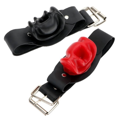Bâillon en latex NO MORE de KINKGear Noir et Rouge