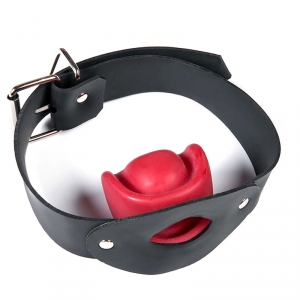Bâillon en latex NO MORE de KINKGear Noir et Rouge