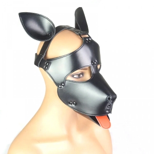Masque Tête de chien DOG FUN Noir avec langue rouge