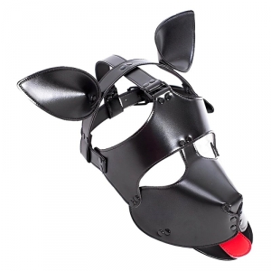 Masque Tête de chien DOG FUN Noir avec langue rouge