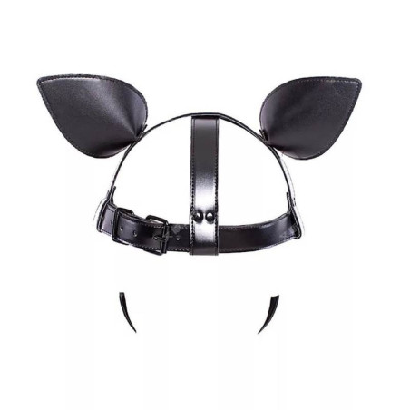 Masque Tête de chien DOG FUN Noir avec langue rouge