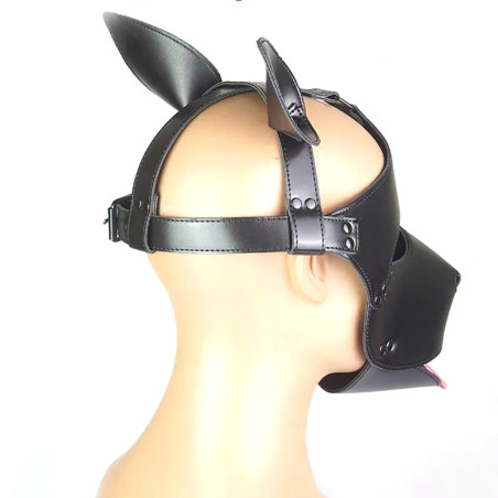 Masque Tête de chien DOG FUN Noir avec langue rouge