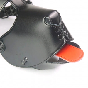 Masque Tête de chien DOG FUN Noir avec langue rouge