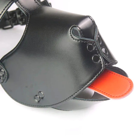 Masque Tête de chien DOG FUN Noir avec langue rouge