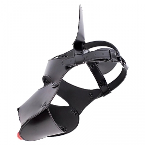 Masque Tête de chien DOG FUN Noir avec langue rouge