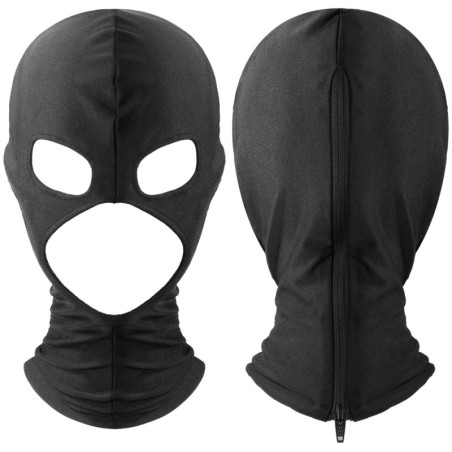 Cagoule Bdsm avec zip OPEN 3 noire en Polyester