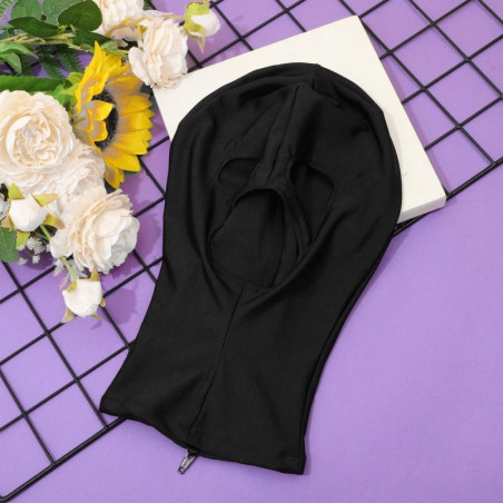 Cagoule Bdsm avez zip OPEN N°2 Noire