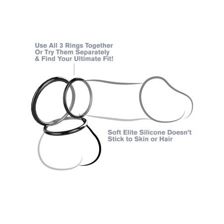 Lot de 3 cockrings en silicone C-Ringz diamètre de 32 à 51mm