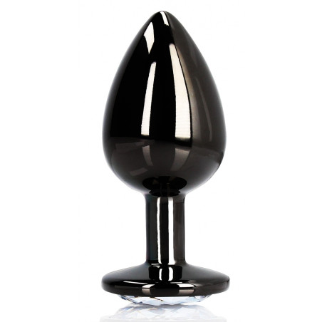 Bijou anal ROUND GEM M 7 x 3.3 cm Noir et transparent