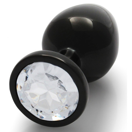 Bijou anal ROUND GEM M 7 x 3.3 cm Noir et transparent