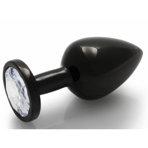 Bijou anal ROUND GEM M 7 x 3.3 cm Noir-transparent