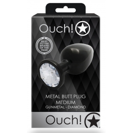 Bijou anal ROUND GEM M 7 x 3.3 cm Noir et transparent 2