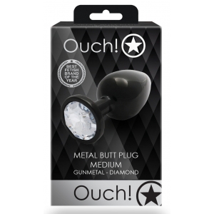 Bijou anal ROUND GEM M 7 x 3.3 cm Noir et transparent
