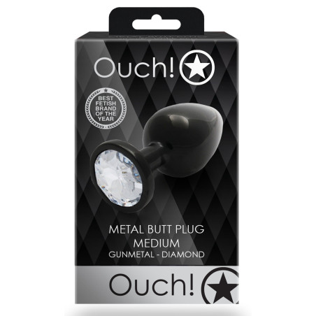 Bijou anal ROUND GEM M 7 x 3.3 cm Noir et transparent