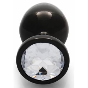 Bijou anal ROUND GEM M 7 x 3.3 cm Noir et transparent