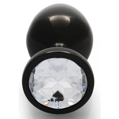 Bijou anal ROUND GEM M 7 x 3.3 cm Noir et transparent