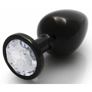Bijou anal ROUND GEM M 7 x 3.3 cm Noir et transparent