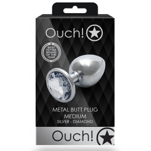 Bijou anal ROUND GEM M 7 x 3.3 cm Argenté et transparent