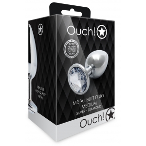 Bijou anal ROUND GEM M 7 x 3.3 cm Argenté et transparent