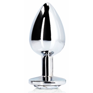 Bijou anal ROUND GEM M 7 x 3.3 cm Argenté et transparent