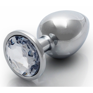 Bijou anal ROUND GEM M 7 x 3.3 cm Argenté et transparent