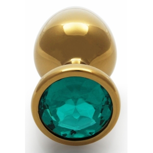 Bijou anal ROUND GEM M 7 x 3.3 cm Doré et vert émeraude