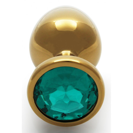 Bijou anal ROUND GEM M 7 x 3.3 cm Doré et vert émeraude