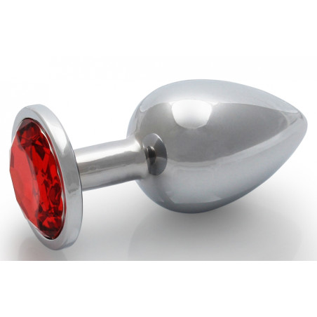 Bijou anal ROUND GEM Version M argenté et rouge 7 x 3.3 cm