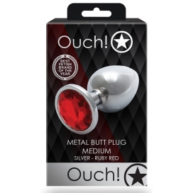 Bijou anal ROUND GEM Version M argenté et rouge 7 x 3.3 cm 2