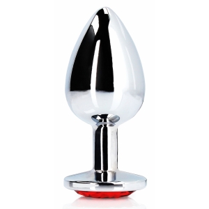 Bijou anal ROUND GEM Version M argenté et rouge 7 x 3.3 cm