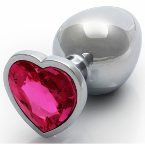 Bijou anal HEART GEM L 8 x 4cm Argenté-Rose