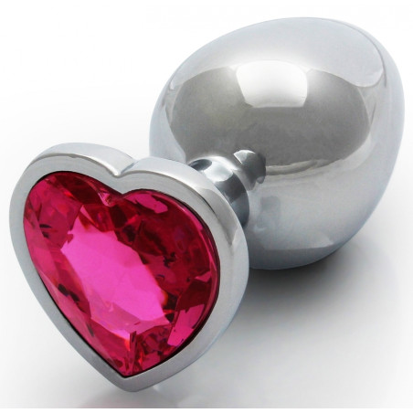Bijou anal HEART GEM L Argenté et rose 8 x 4 cm