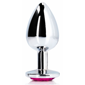 Bijou anal HEART GEM L Argenté et rose 8 x 4 cm