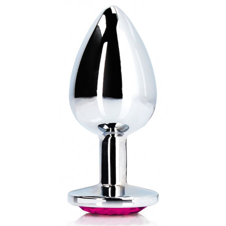 Bijou anal HEART GEM L Argenté et rose 8 x 4 cm