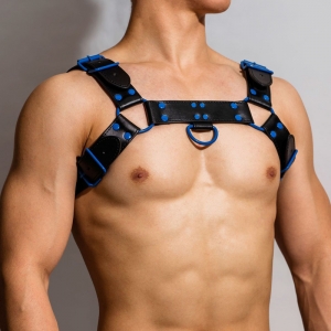 Harnais Fetish OROS Noir-Bleu