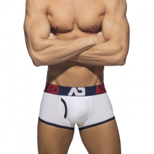 Boxer OPEN FLY Blanc-Bleu marine