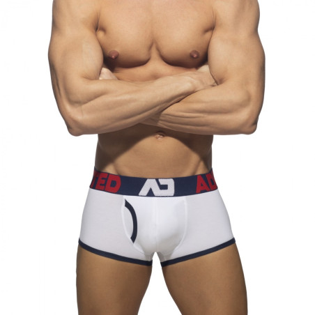 Boxer OPEN FLY Blanc-Bleu marine