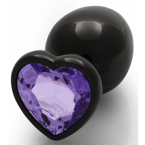 Bijou anal HEART GEM L noir et violet de 8 x 4 cm